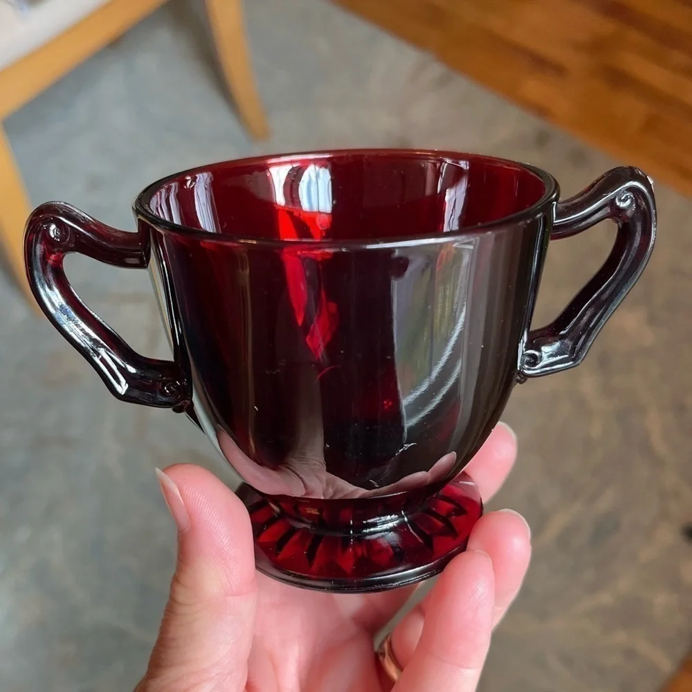 Vintage Anchor Hocking Royql Ruby Red Open Sugar Dish